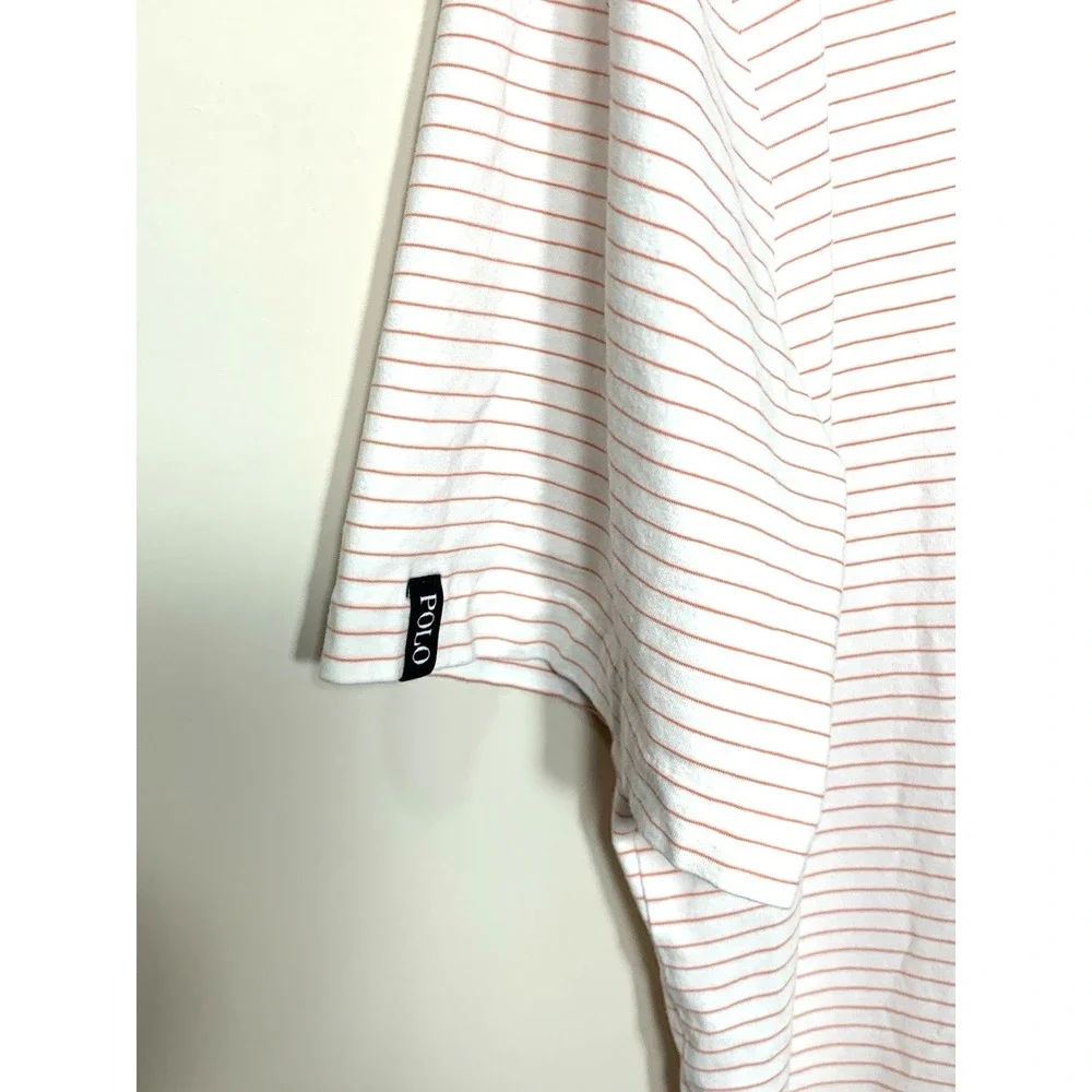 Polo Golf Ralph Lauren Shirt Mens XL White Red Pinstripe Peruvian Cotton Stretch